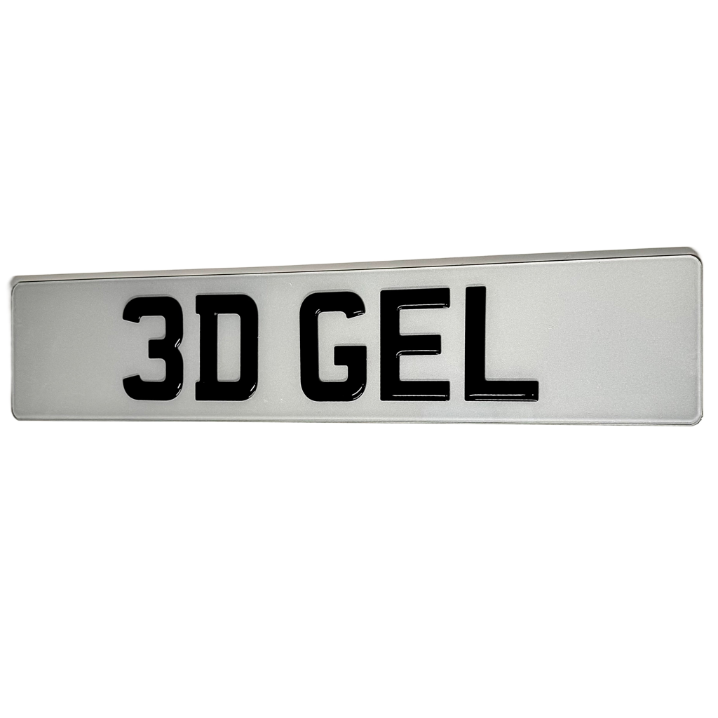 Rectangular sign with '3D GEL' text on a white background
