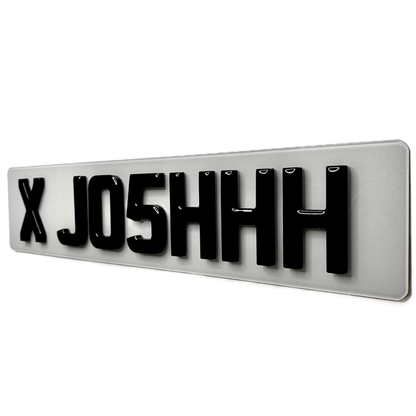 Front show number plate with 'X JOSHHH' text on a white background