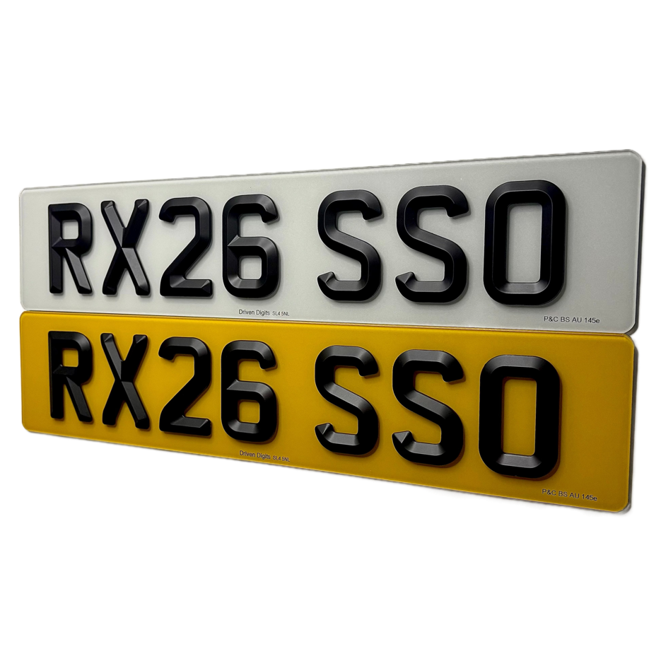 A pair of matte 4D retro road legal/replacement number plates