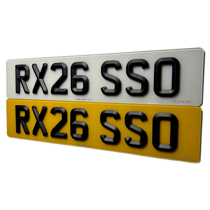 A pair of matte 4D retro road legal/replacement number plates