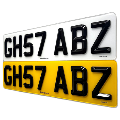 Two license plates with 'GH57 ABZ' text on a white background