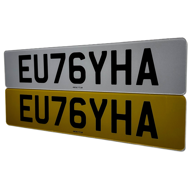 Tinted printed number plates pair front and rear standard size