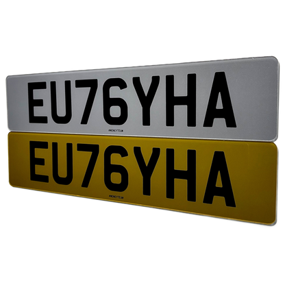 Tinted printed number plates pair front and rear standard size