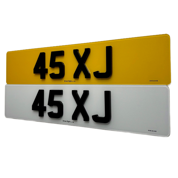 A pair of road legal 6mm 4D registration plates