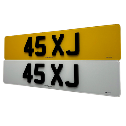 A pair of road legal 6mm 4D registration plates