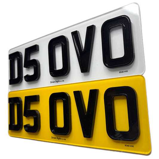 Two license plates with on a white background