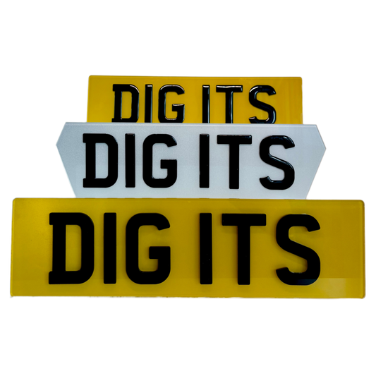 Stack of three rectangular blocks with 'DIG ITS' text on a white background
